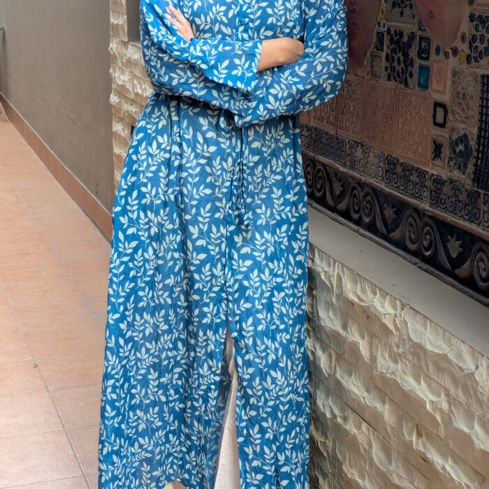 Blue Leaves Summer Dress