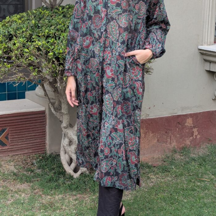 Black Front-Open Long Shirt