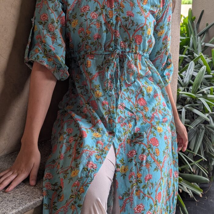 Comfy Light Blue Printed Dress