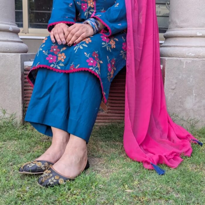 Blue and Pink Embroided - Cross Stitch