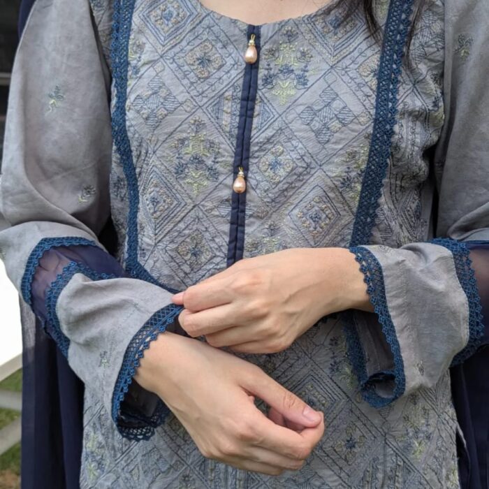 Blue and Grey Embroided